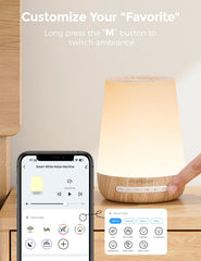 Momcozy app showing sound selection, remote control convenience benefit