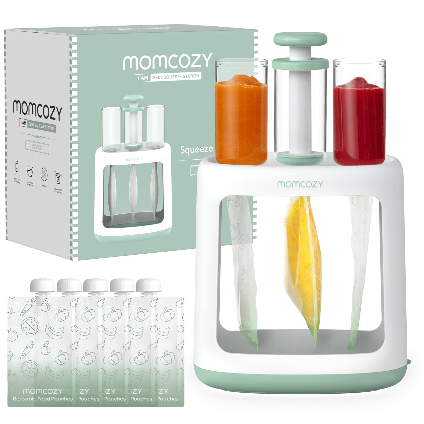 Momcozy Squeeze Station front view showing compact, stable design and ease of use