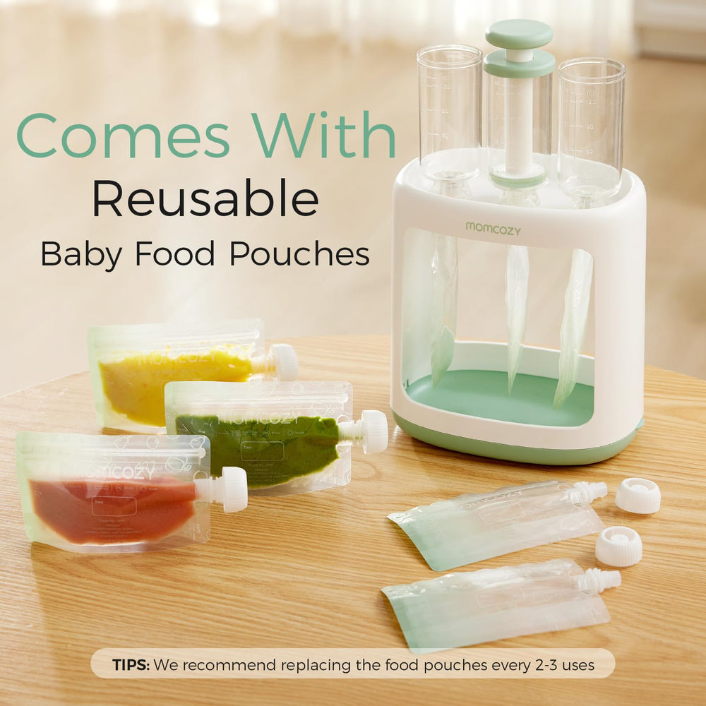 Momcozy hopper and nozzle close-up for precise dispensing and minimal waste