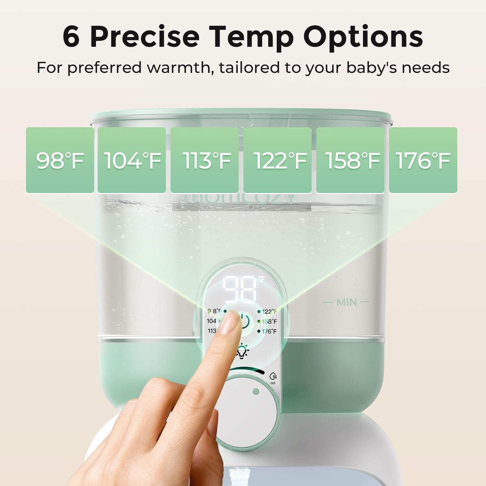 Momcozy temperature display and buttons enabling accurate temperature selection