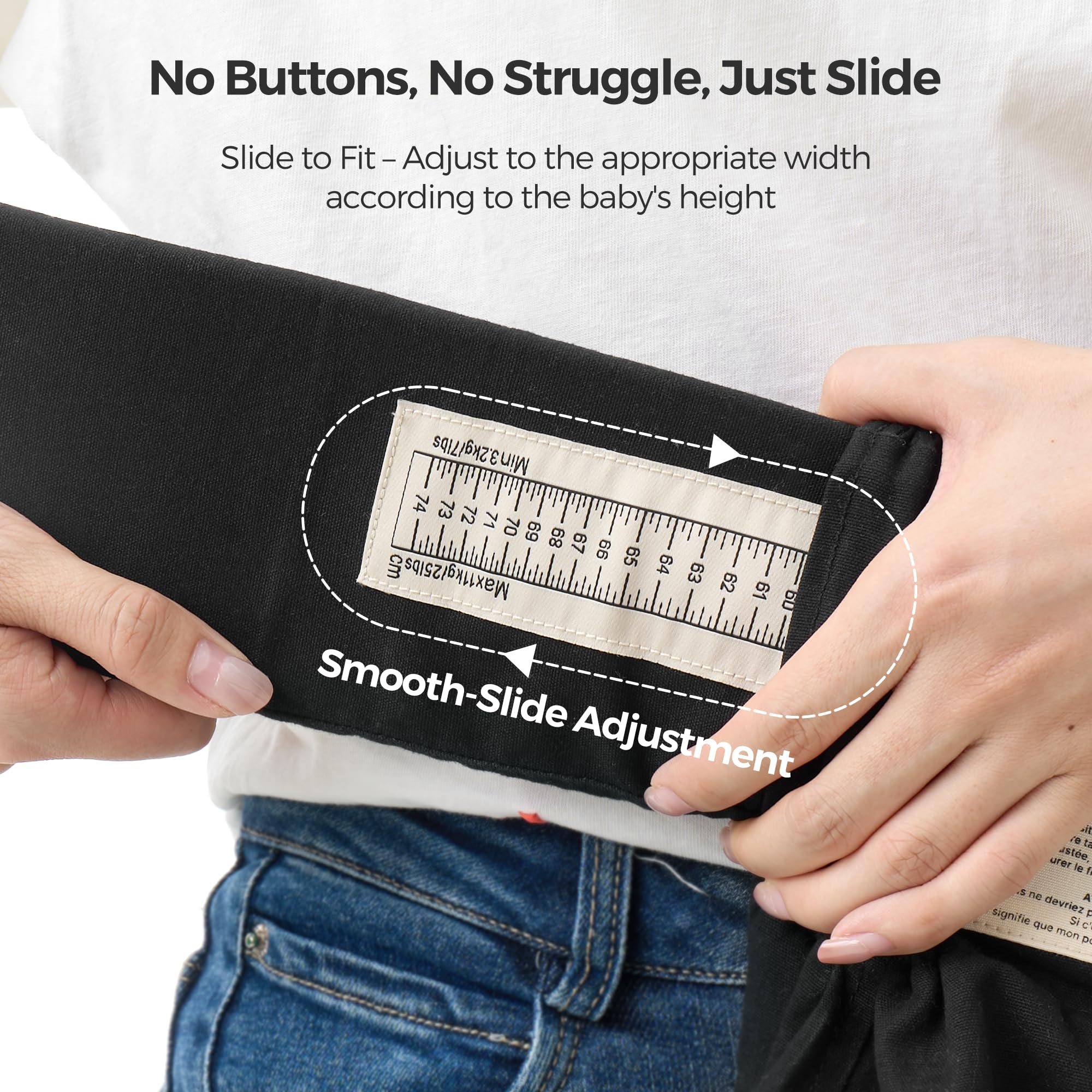 Momcozy internal width scale detail for accurate newborn adjustments