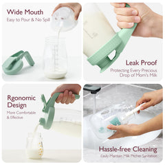 Momcozy wide-mouth top view highlighting easy filling and fast cleaning benefit