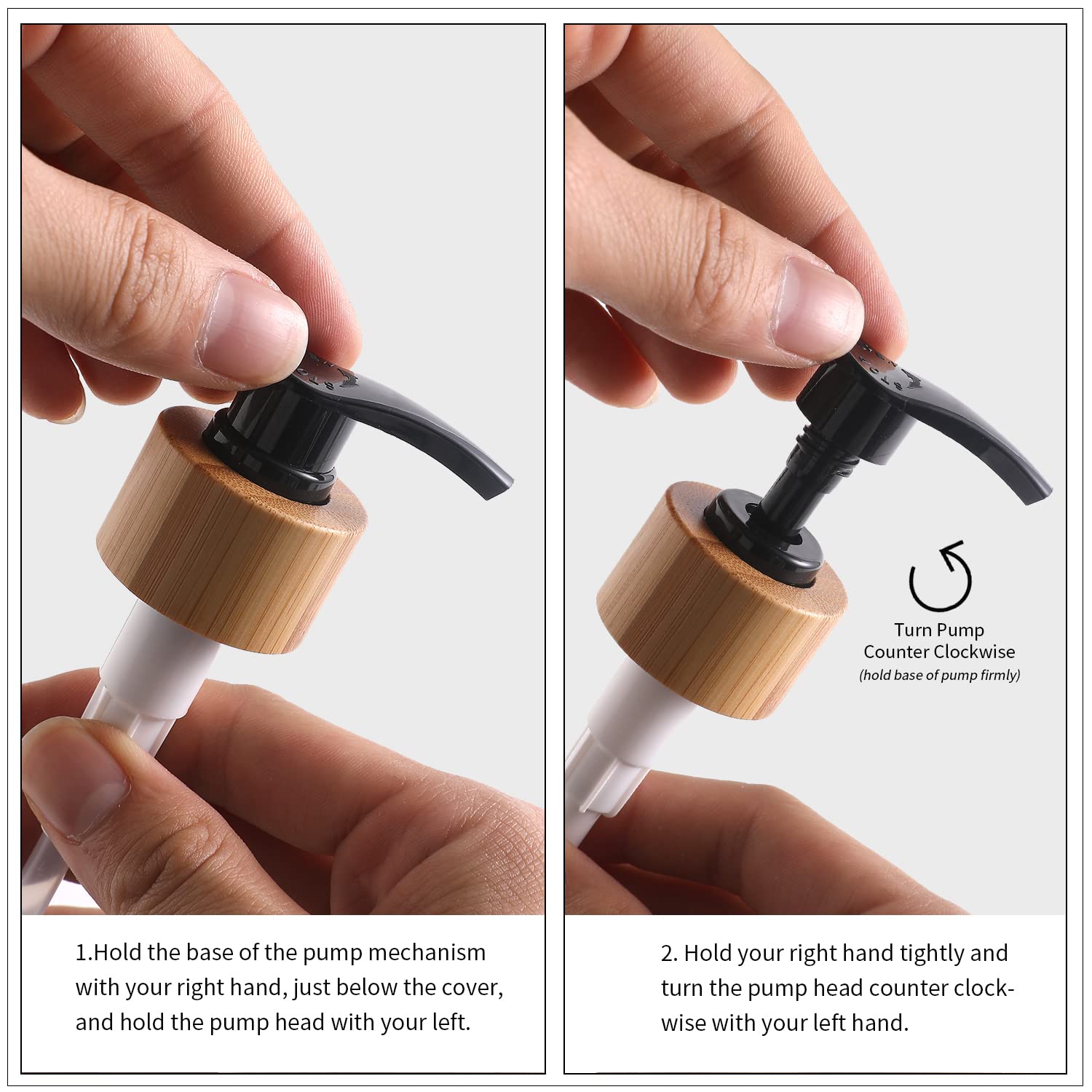 MOMEEMO dispensers next to standard soap bottle illustrating compact size and space-saving