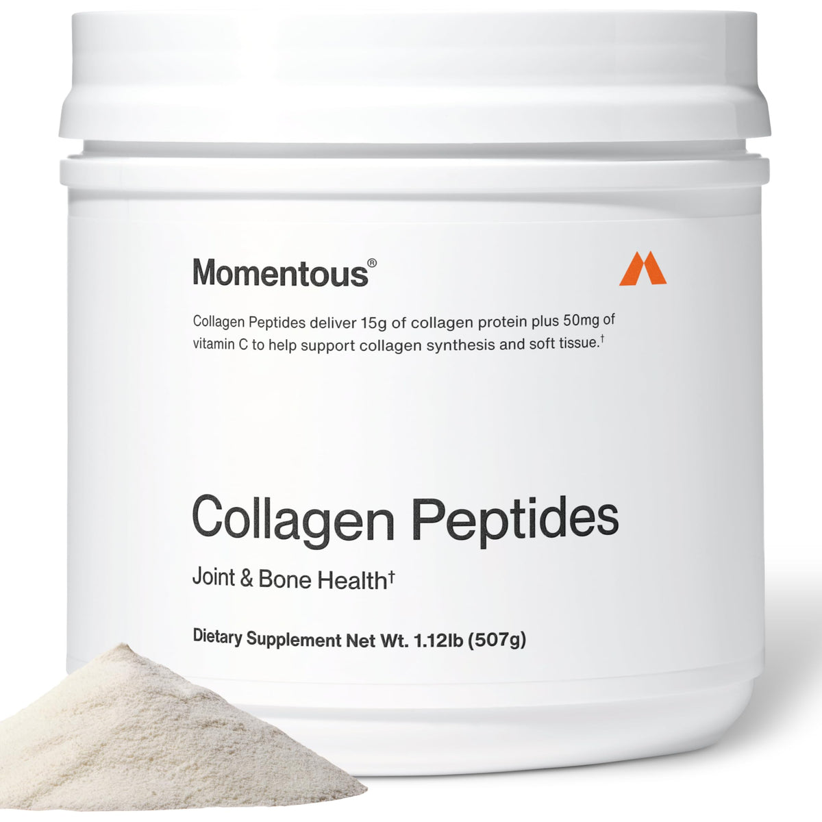 Momentous front canister showing brand and clean formula benefits