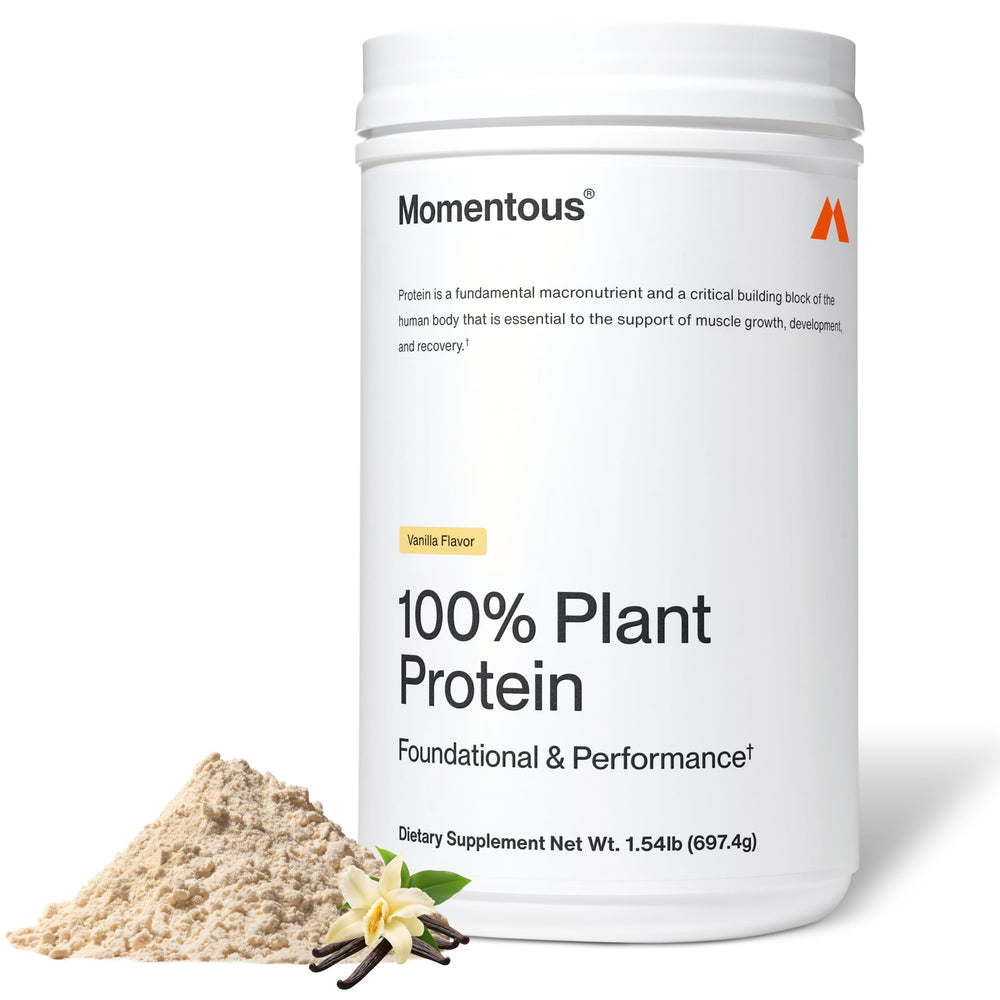 Momentous front packaging showing vanilla label and benefits