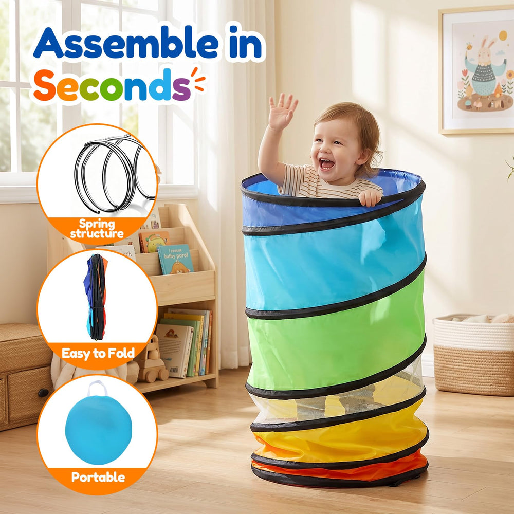 Moncoland toddler crawling through tunnel in playroom encouraging active fun and coordination