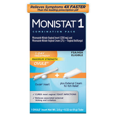 Monistat front packaging showing kit contents and clear branding for quick recognition