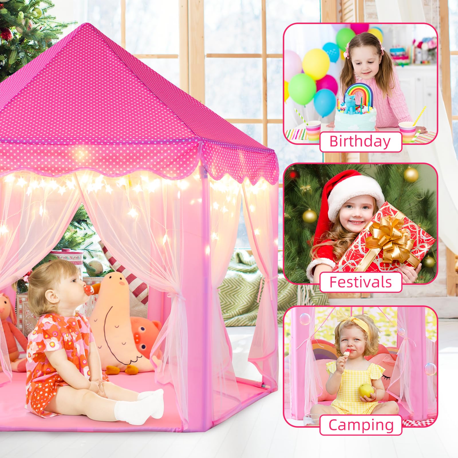 Monobeach tent next to child showing scale and roomy play space benefit