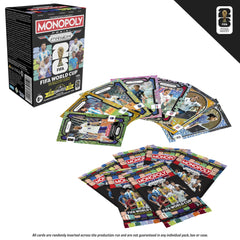 Hand holding several Monopoly Panini Prizm cards to show size and handling ease for kids and adults