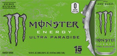Monster Ultra Paradise 16 oz can held in hand showing size and portable energy benefit