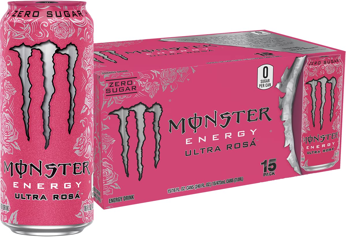 Monster Ultra Rosa front can showing label and branding, highlights crisp taste