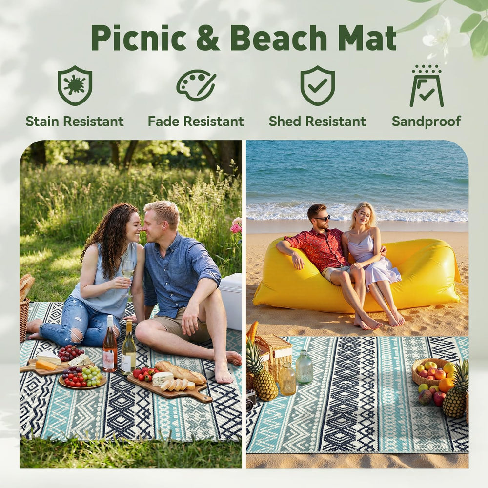 MontVoo rug under patio table demonstrating stable placement and furniture protection