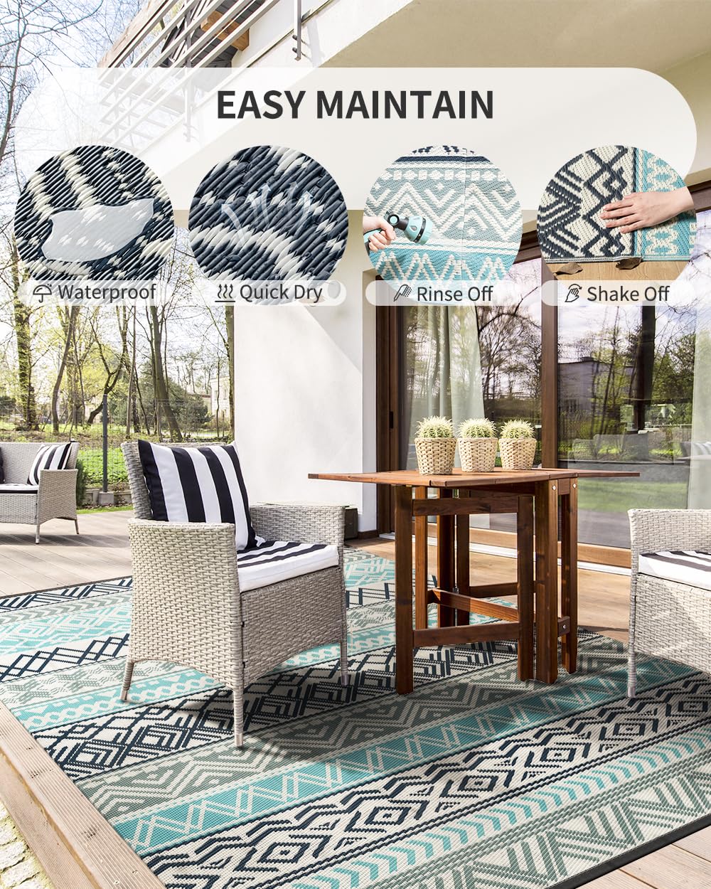 MontVoo reversible rug side A displaying durable pattern and fade-resistant color