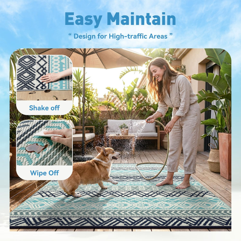 MontVoo rug beside chair illustrating 5x8 scale and coverage benefit