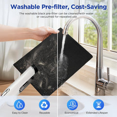 MOOKA HEPA filter close-up capturing fine particles and dander