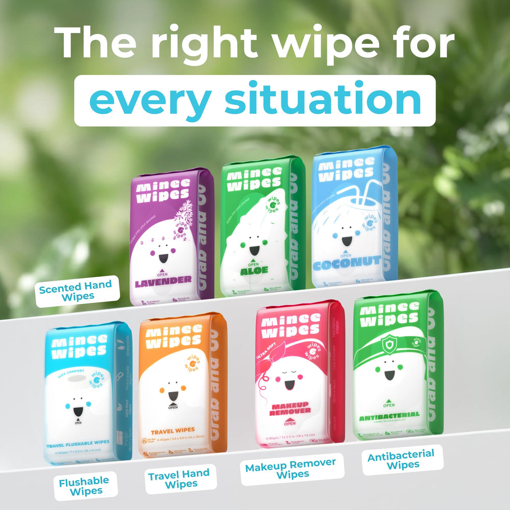 MOONIES travel packs arranged on a bathroom counter showing everyday readiness