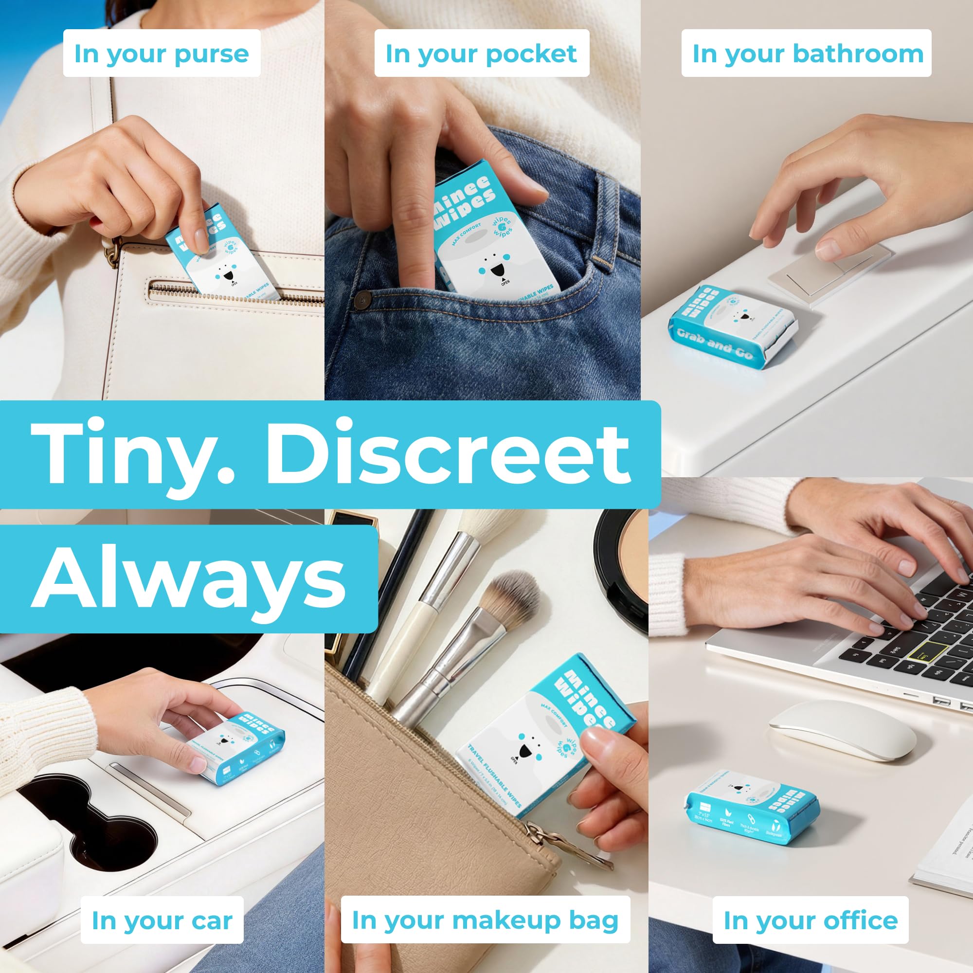 MOONIES pack sliding into a wallet showing pocket-sized portability benefit