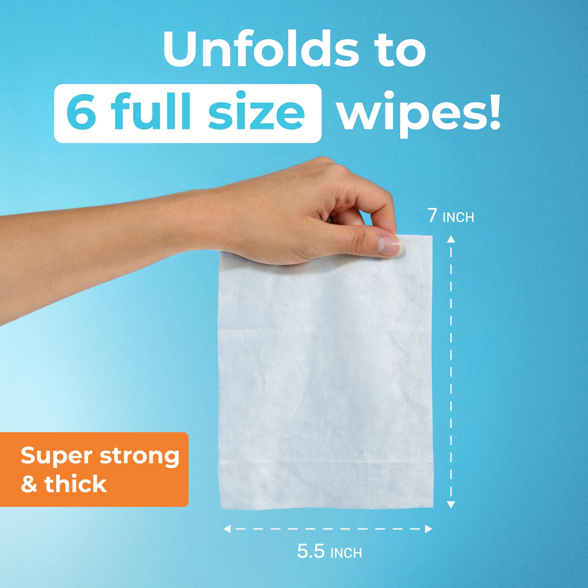 MOONIES single wipe dispensed one-at-a-time demonstrating easy dispensing