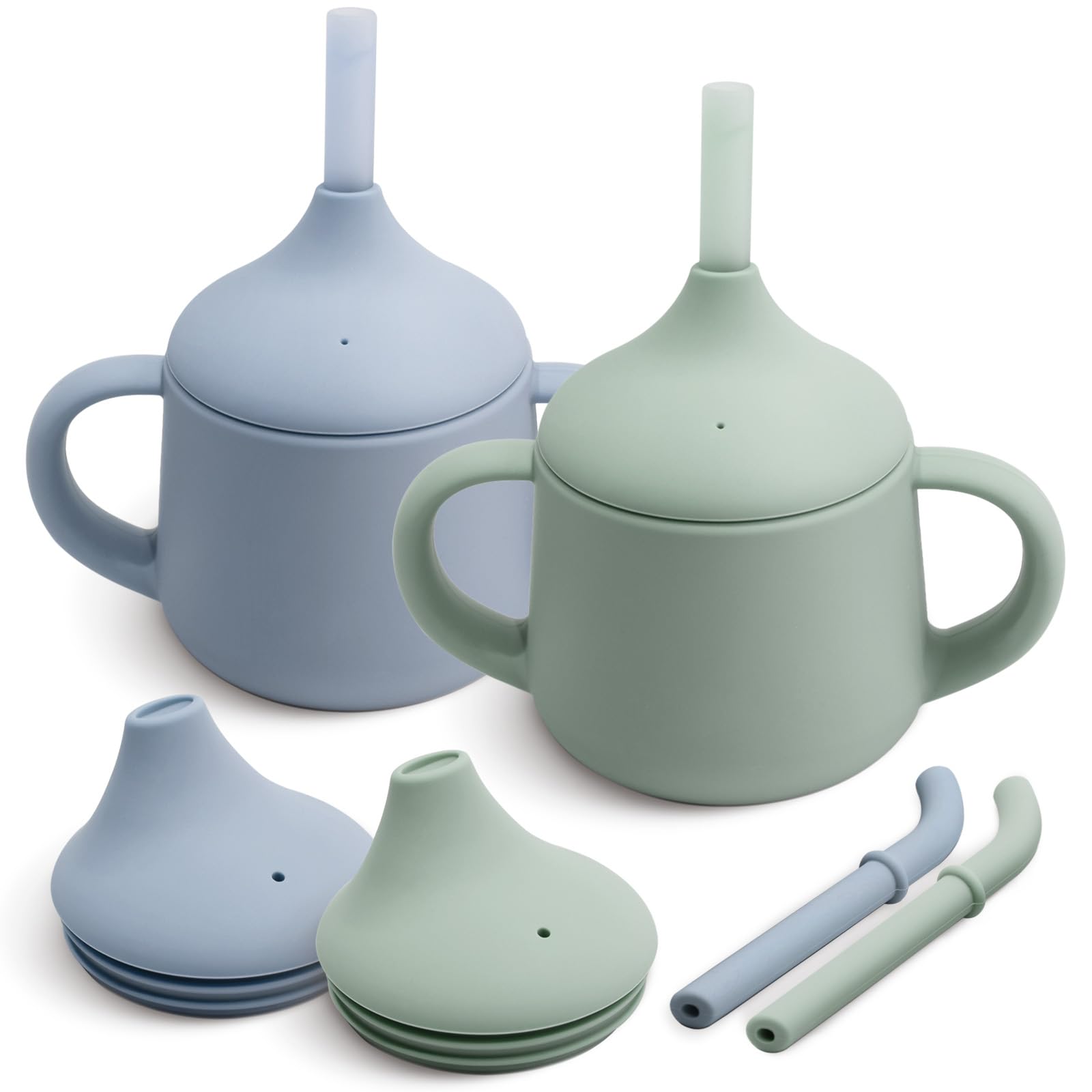 Moonkie front view of 2-pack training cups showing size and colors for easy choice