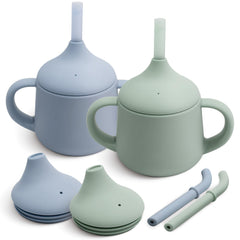 Moonkie front view of 2-pack training cups showing size and colors for easy choice