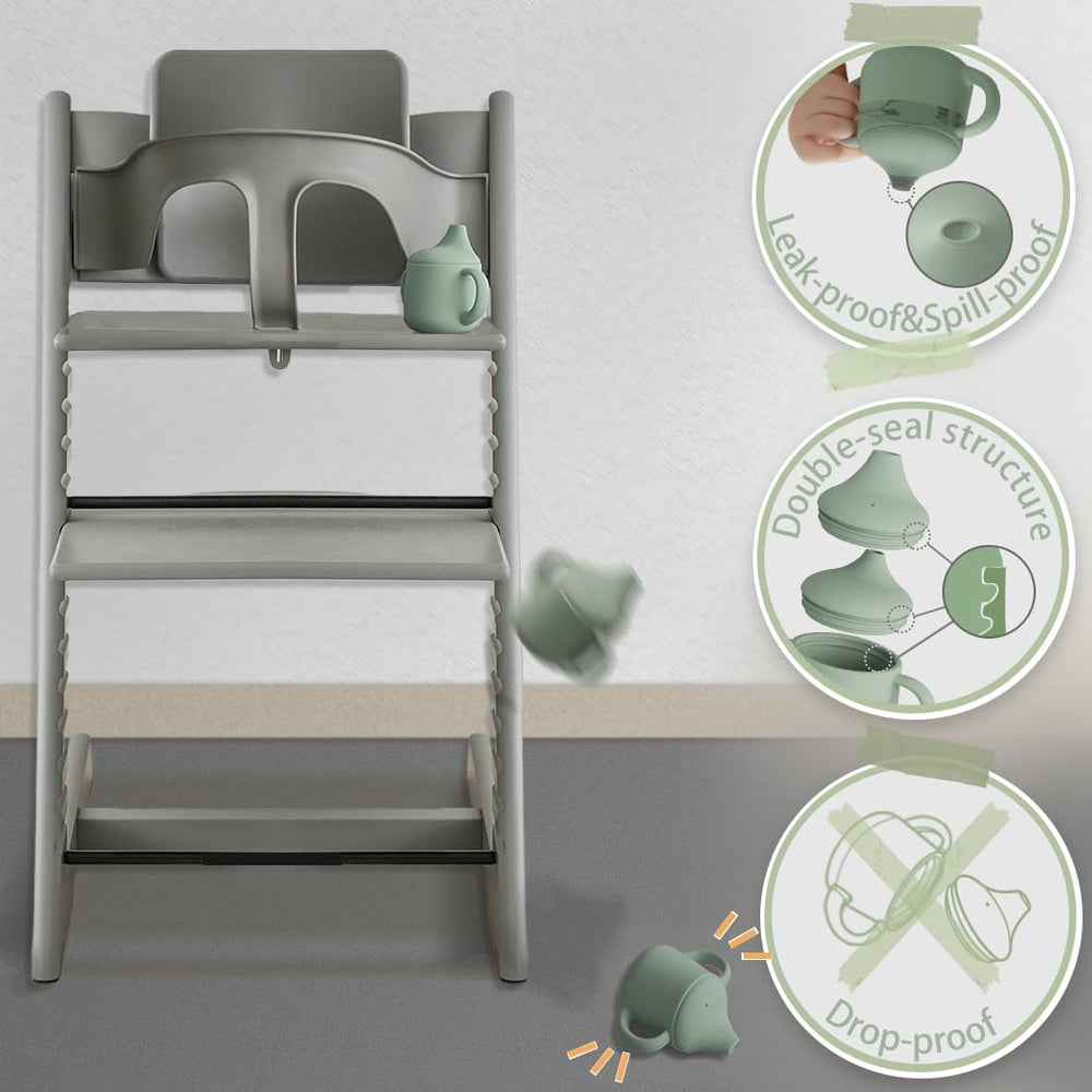 Moonkie cup used by infant outdoors illustrating portable, on-the-go use