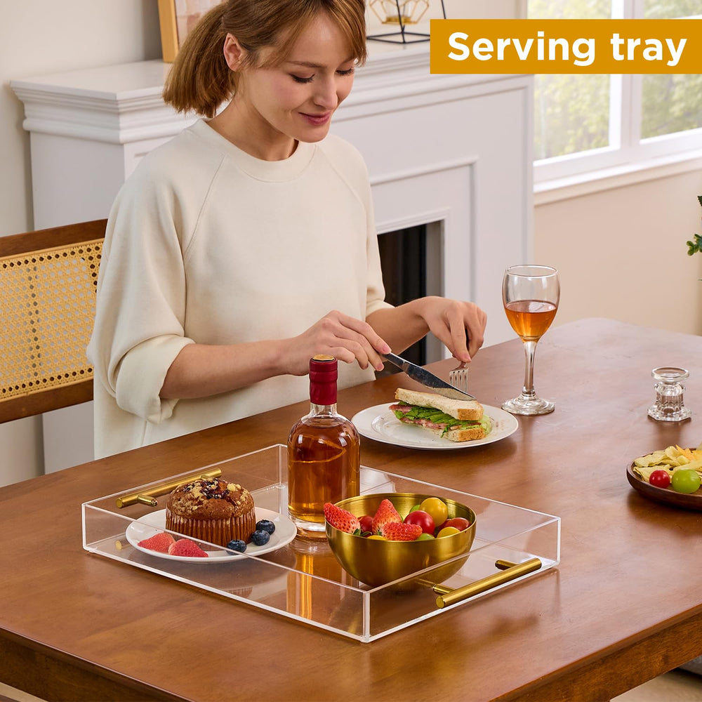Moonlit Pond tray in use serving coffee and snacks showing stability and hosting convenience benefit