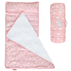 Moonsea pink nap mat front view showing pattern and full set benefit of cozy rest