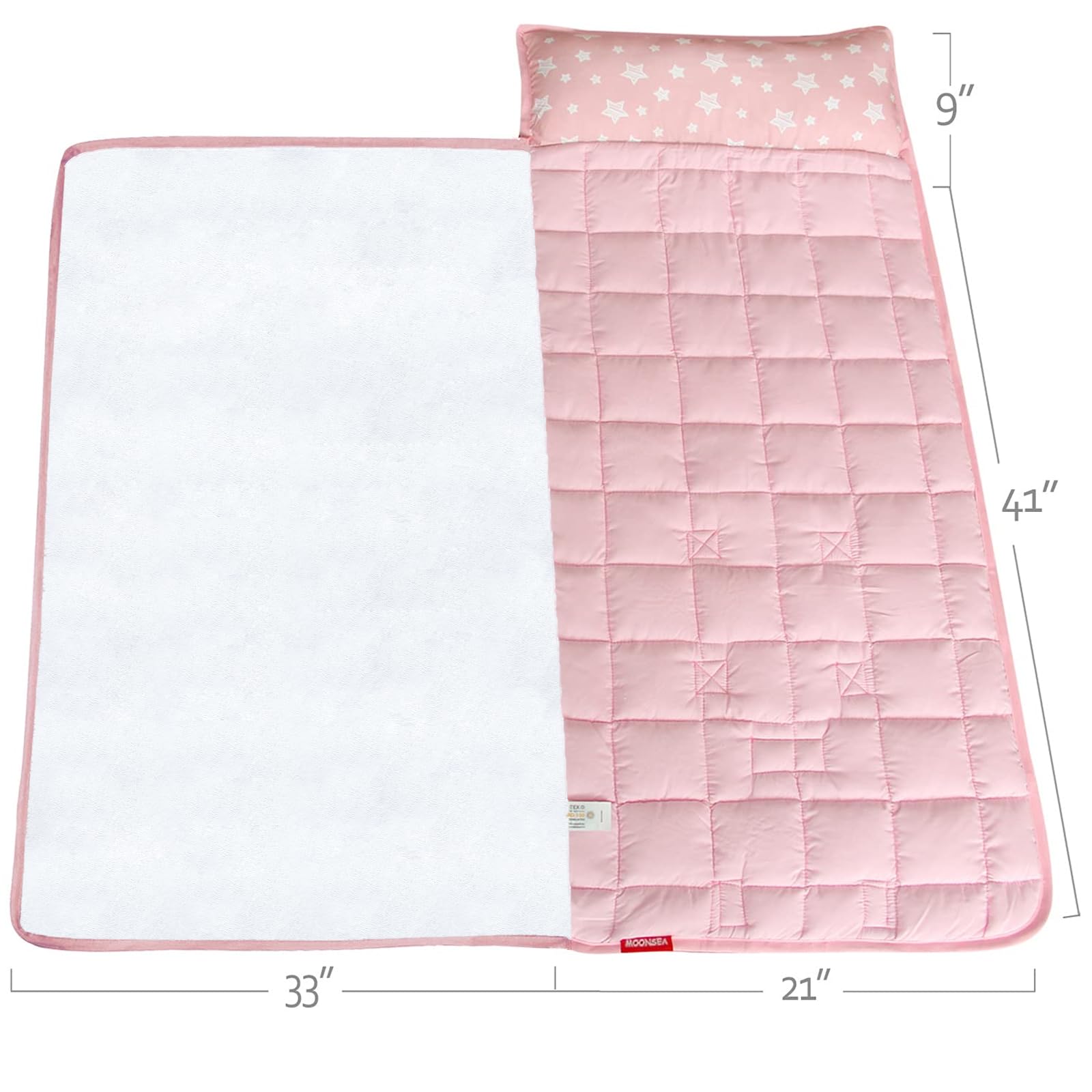 Moonsea included pillow detail demonstrating head support and compact convenience
