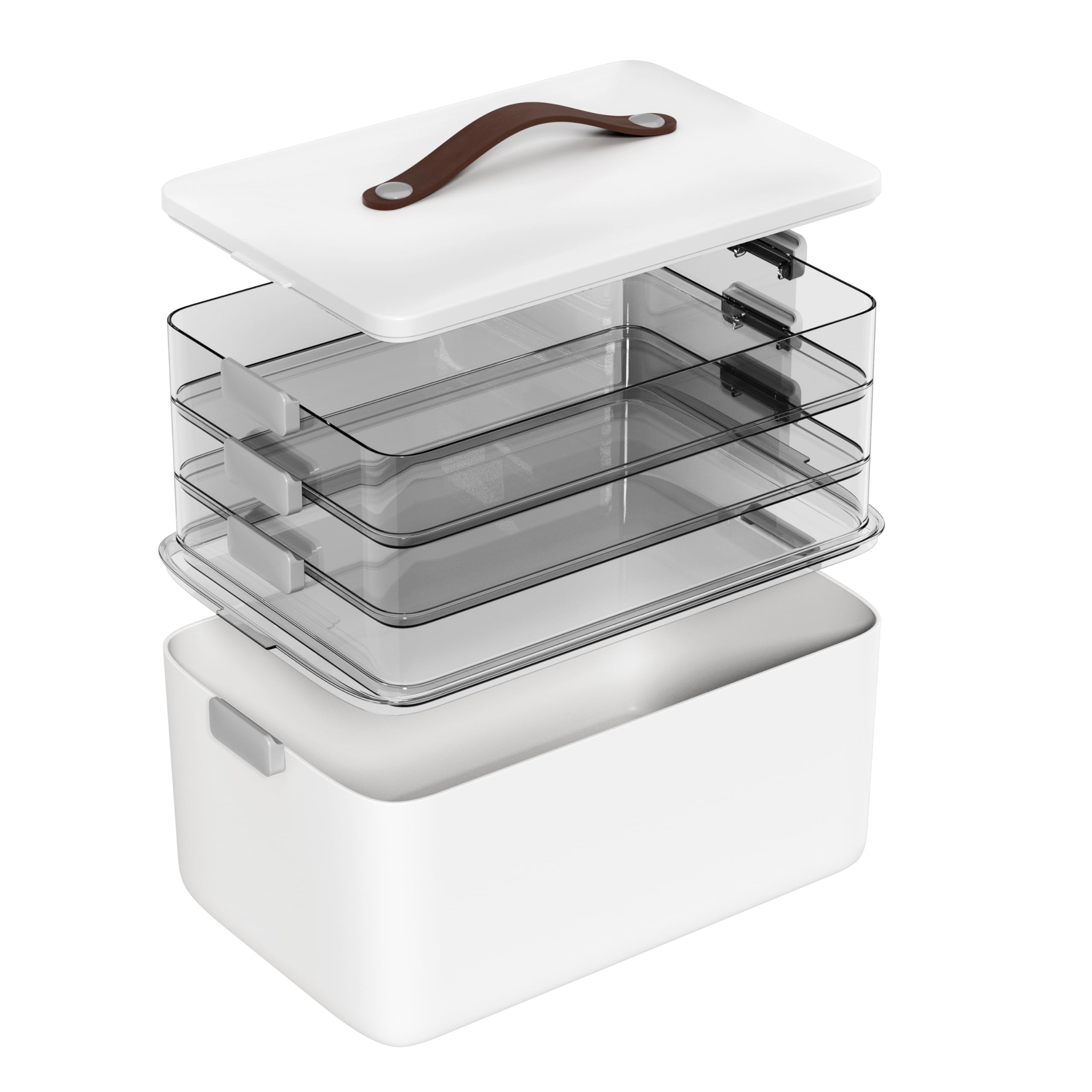 MOPALL front view of full 4-tier stack showing organized storage benefits