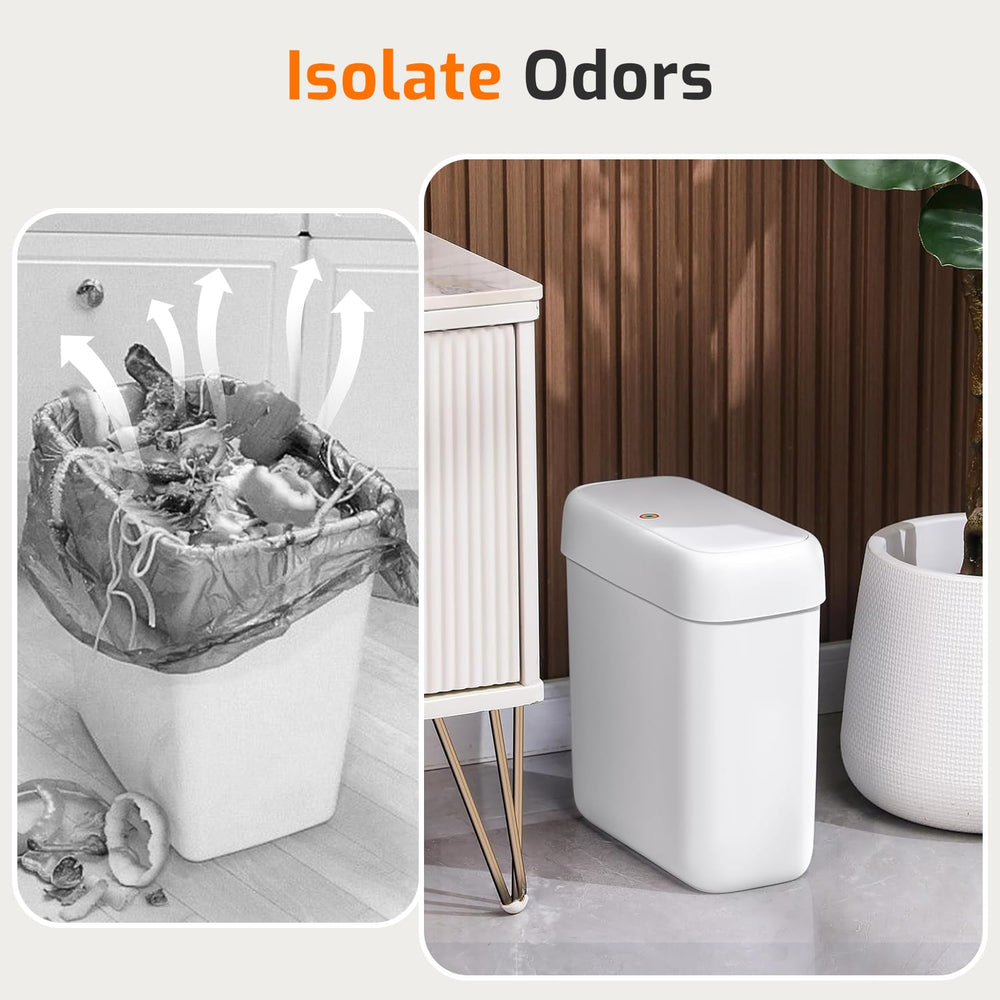 MOPALL trash can with lid open at 90 degrees for hands-free disposal