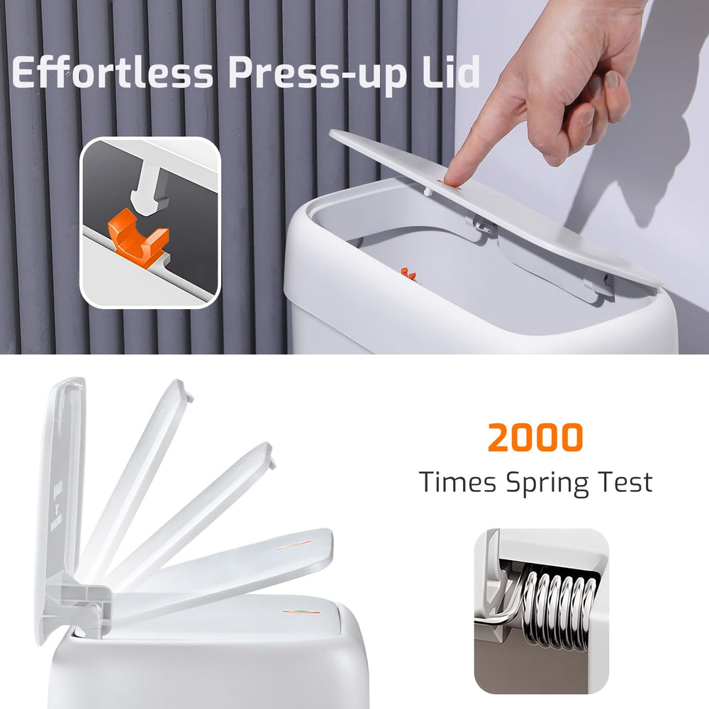 MOPALL slim bin beside toilet illustrating space-saving dimensions