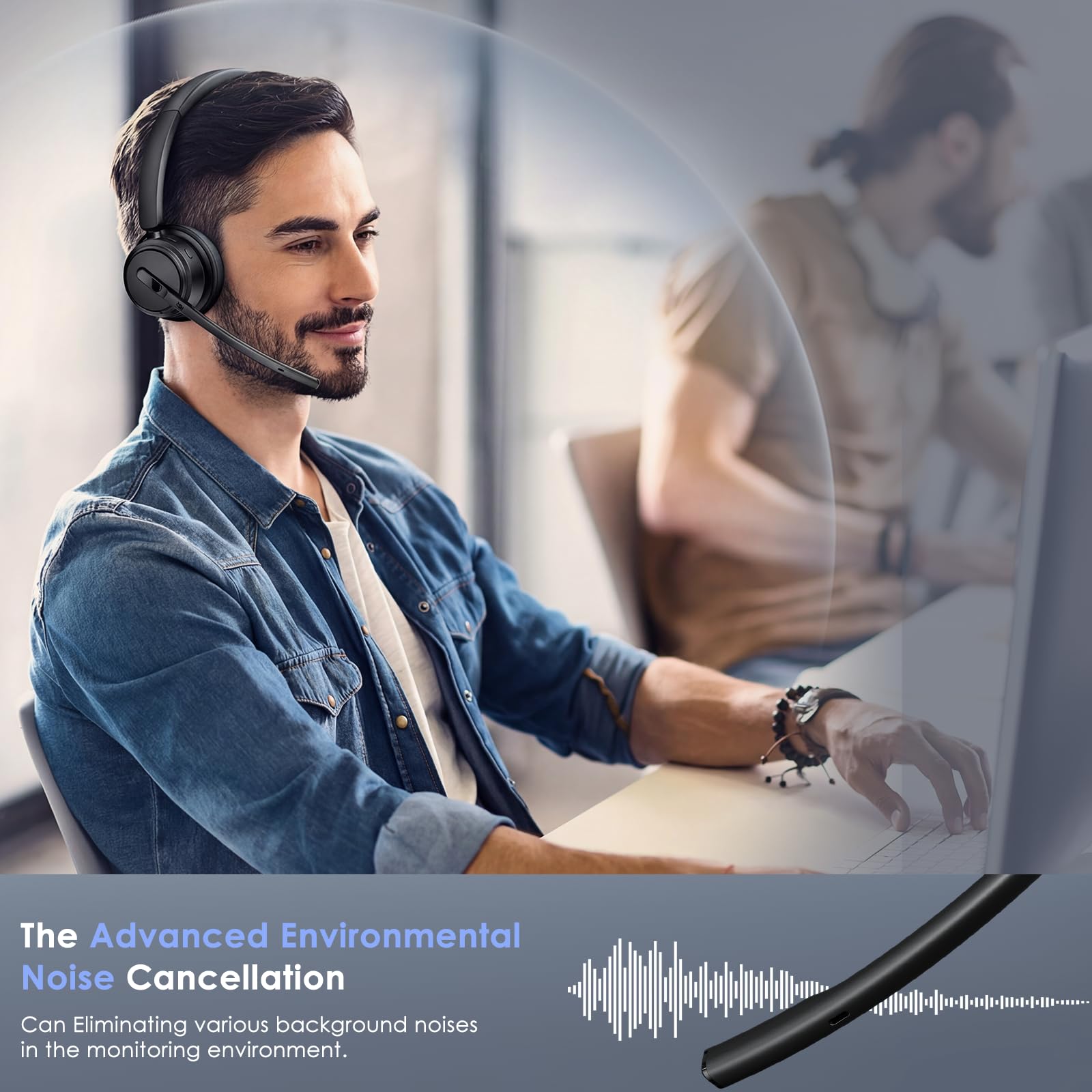 Mopchnic close-up of boom mic showing noise-cancelling clarity during calls