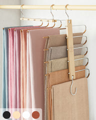 MORALVE front view of two beechwood hangers for compact closet storage