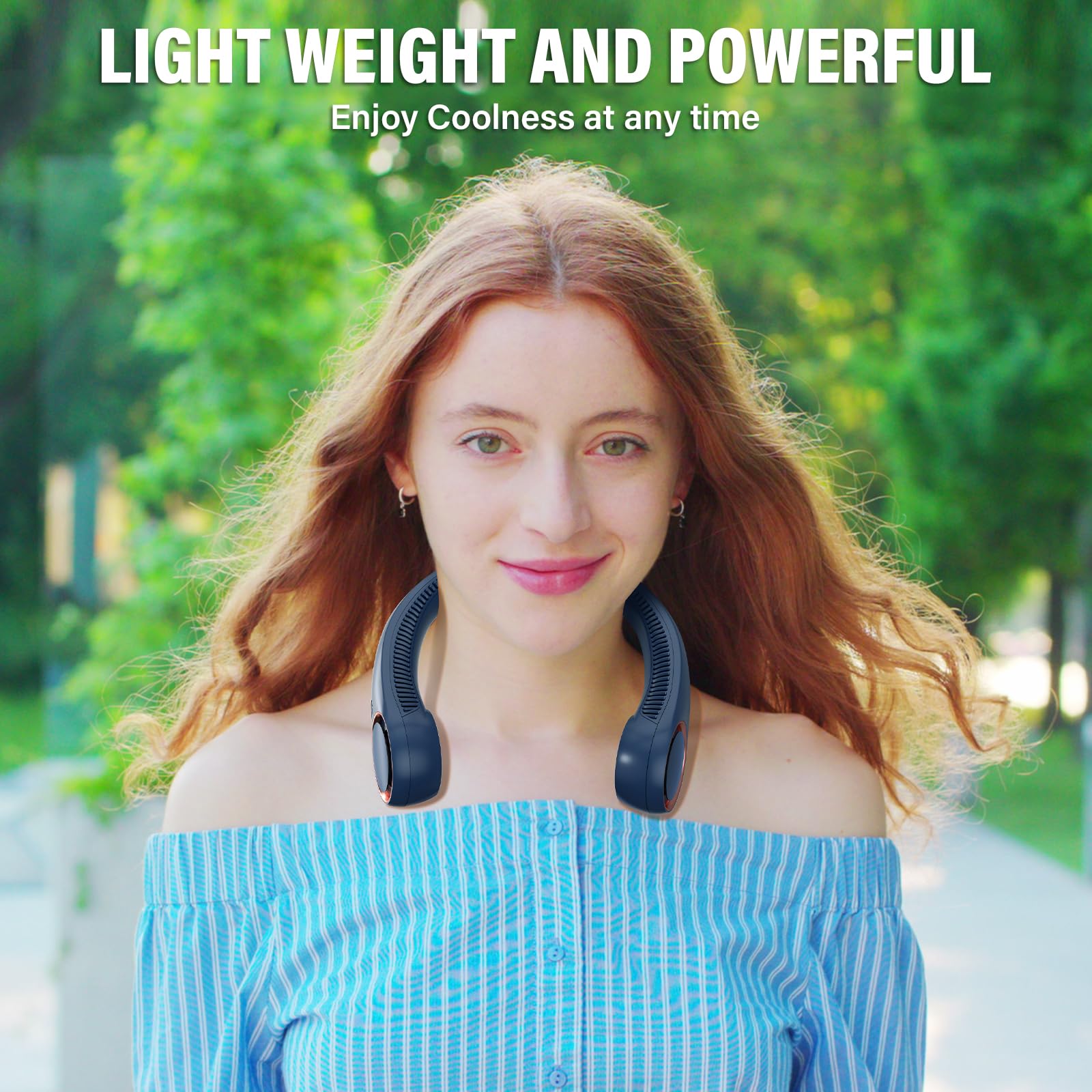 Morelax neck fan charging via USB-C for easy on-the-go battery recharging