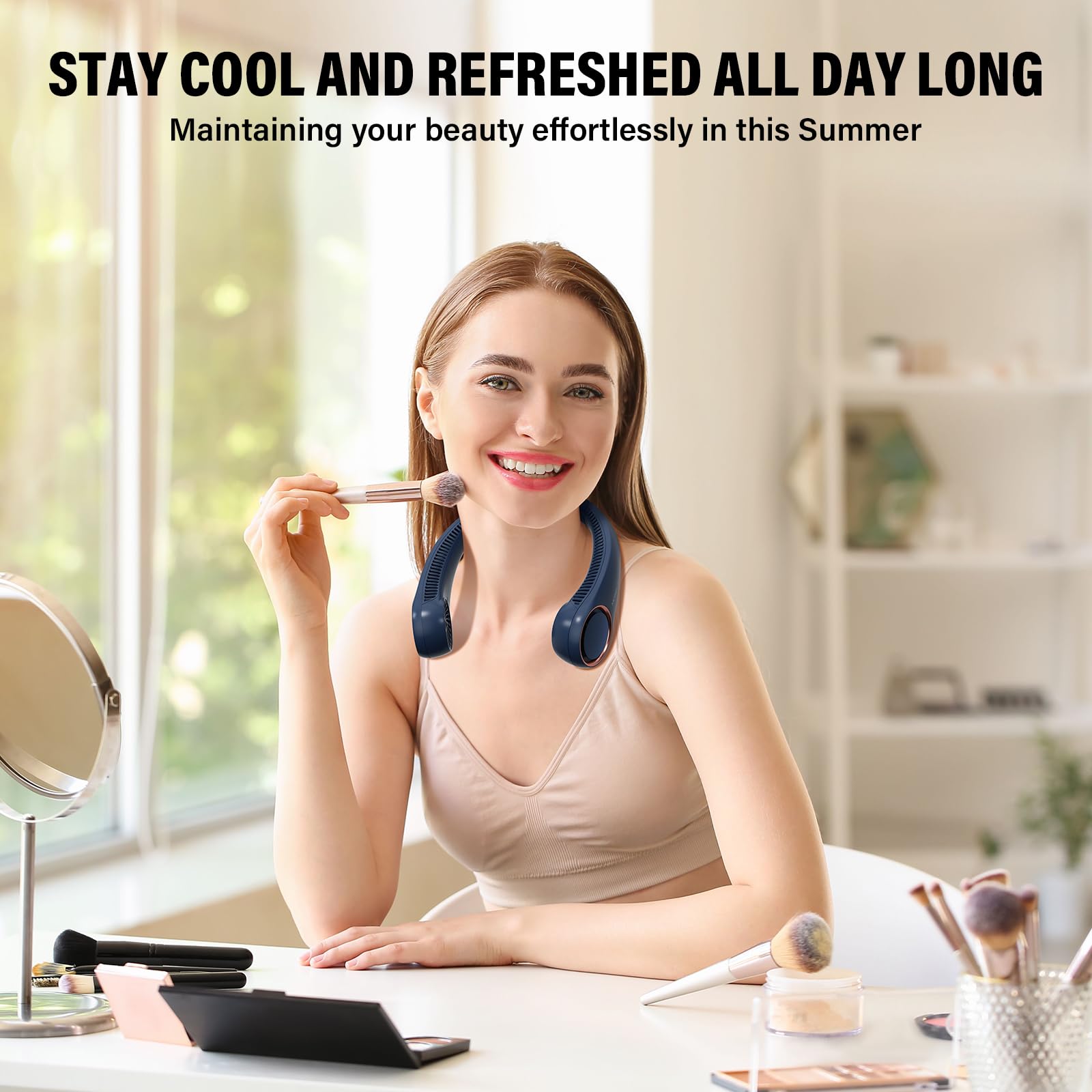 Morelax neck fan detailed air outlet demonstrating 360° airflow efficiency