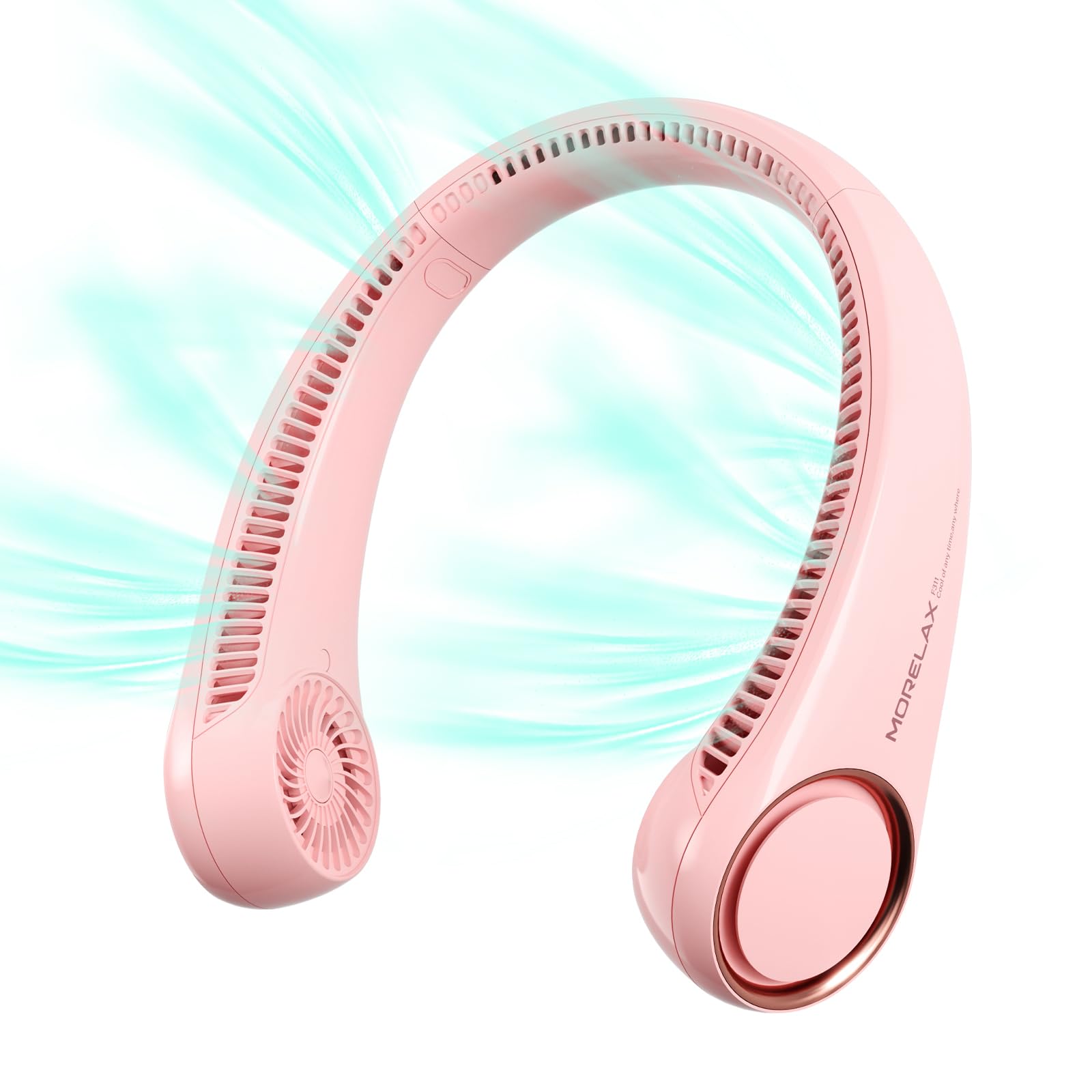 Morelax neck fan with box and USB cable showing ready-to-use convenience