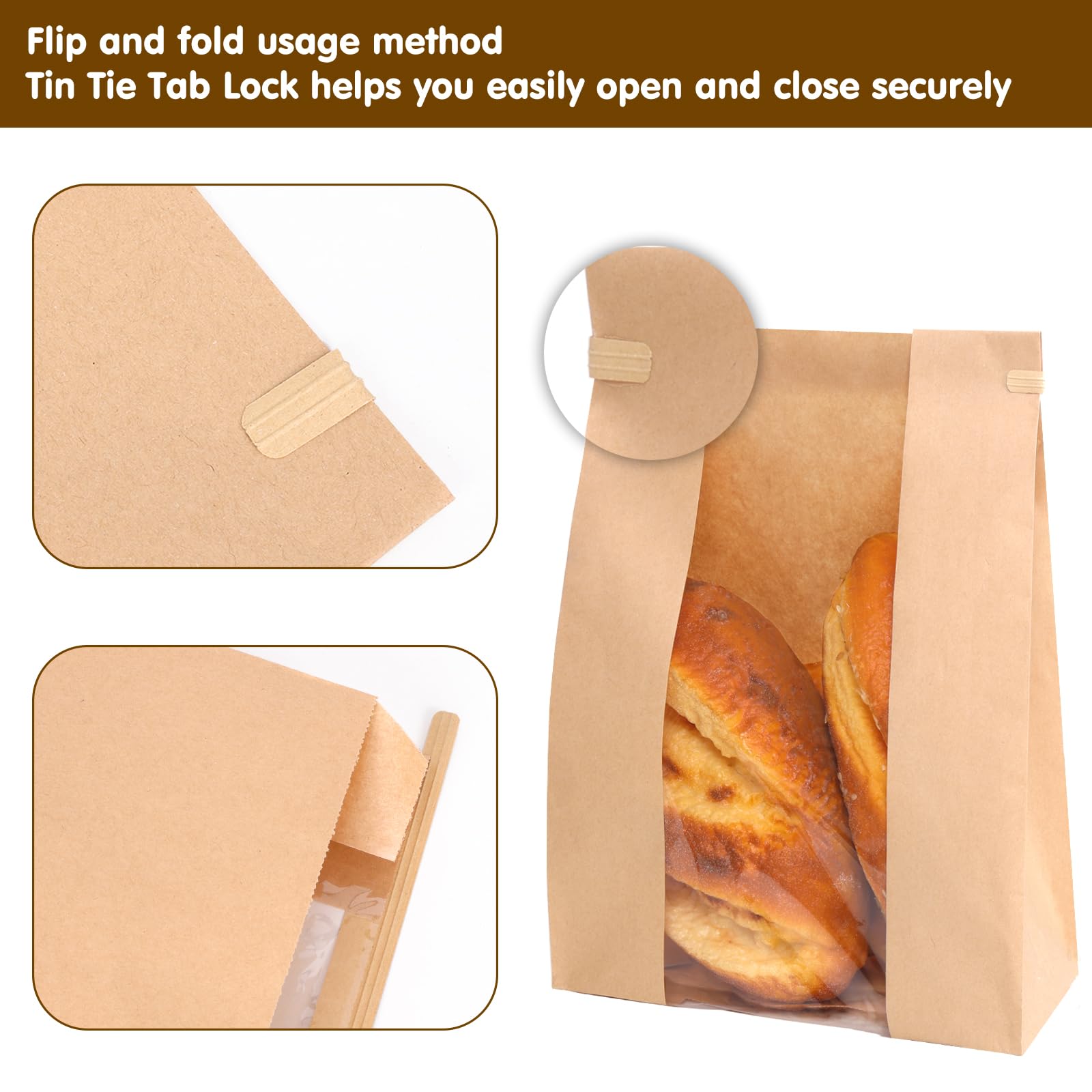 Moretoes loaf inside bag showing how the window showcases crumb and crust