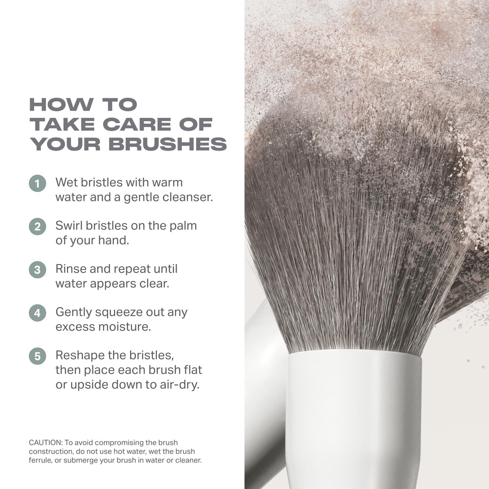 MORPHE brushes in use applying foundation for streak-free finish