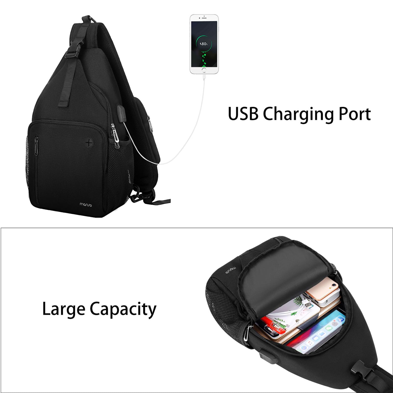 MOSISO main compartment with tablet inside demonstrating secure tablet fit