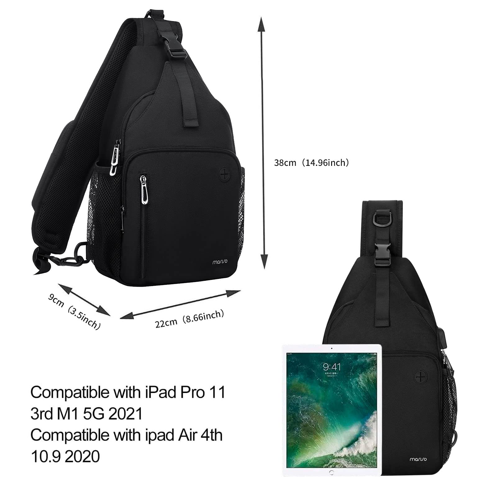 MOSISO side mesh holding water bottle for hydration on the go