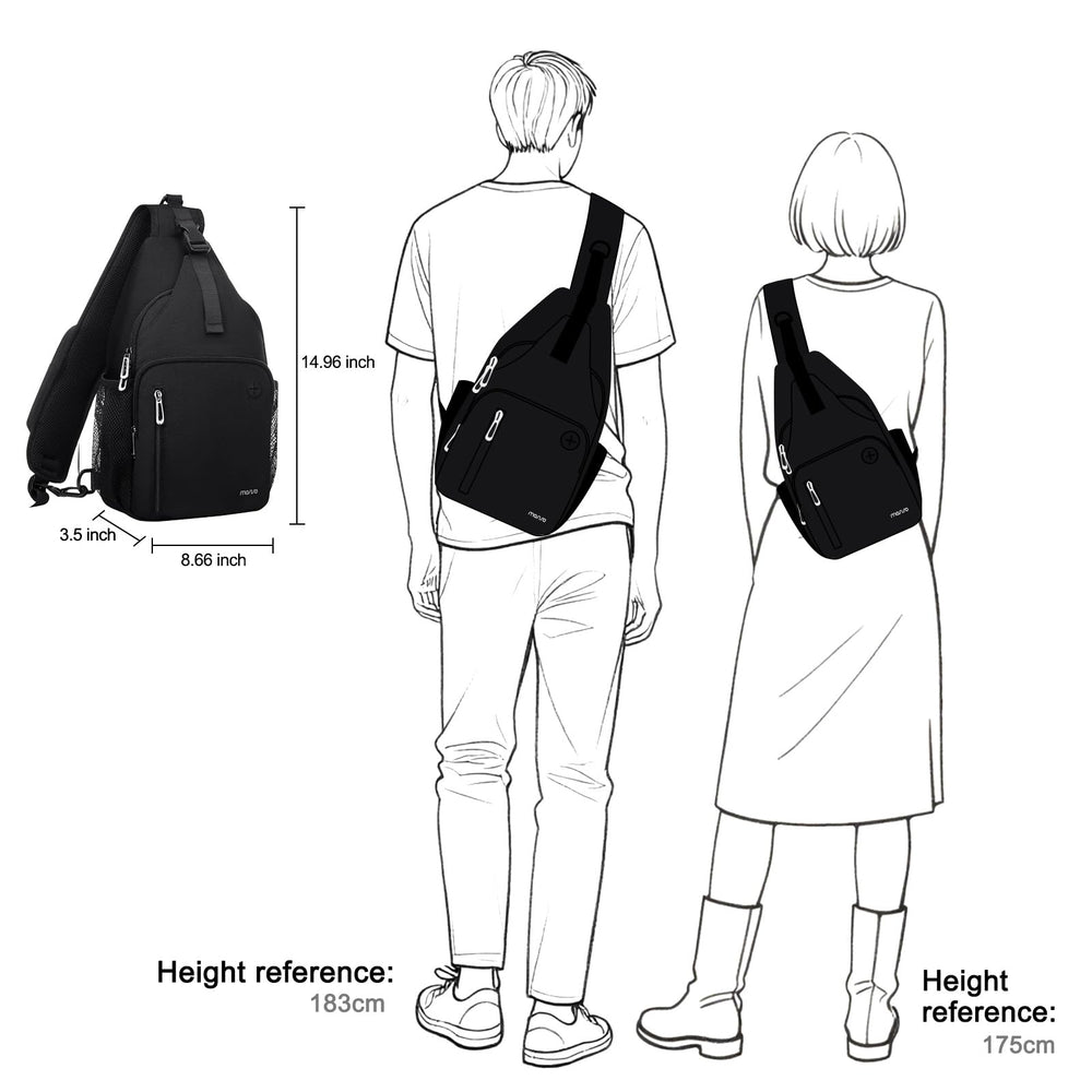 MOSISO bag next to water bottle showing compact size and practical scale