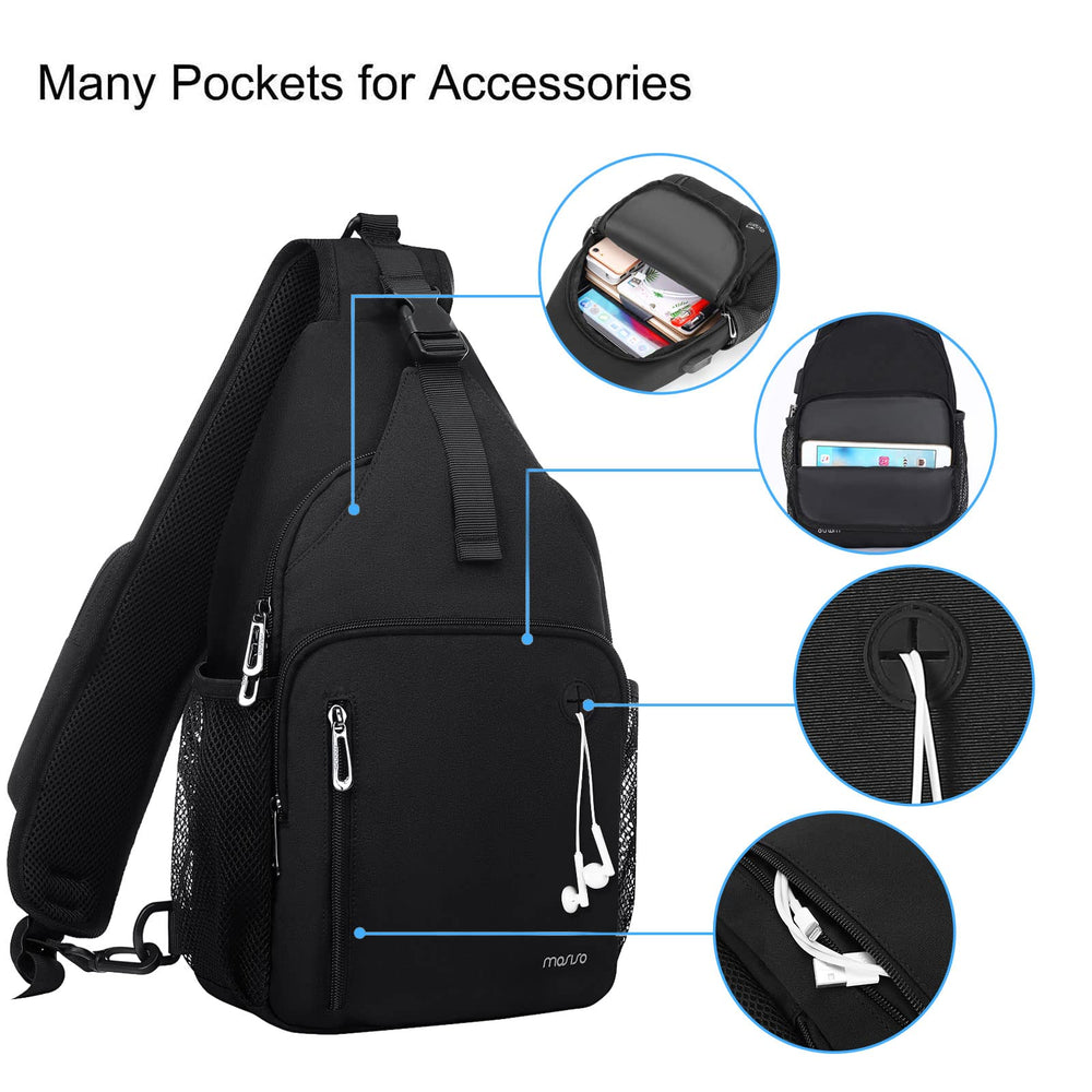 MOSISO close-up of shoulder strap phone pouch for instant phone access