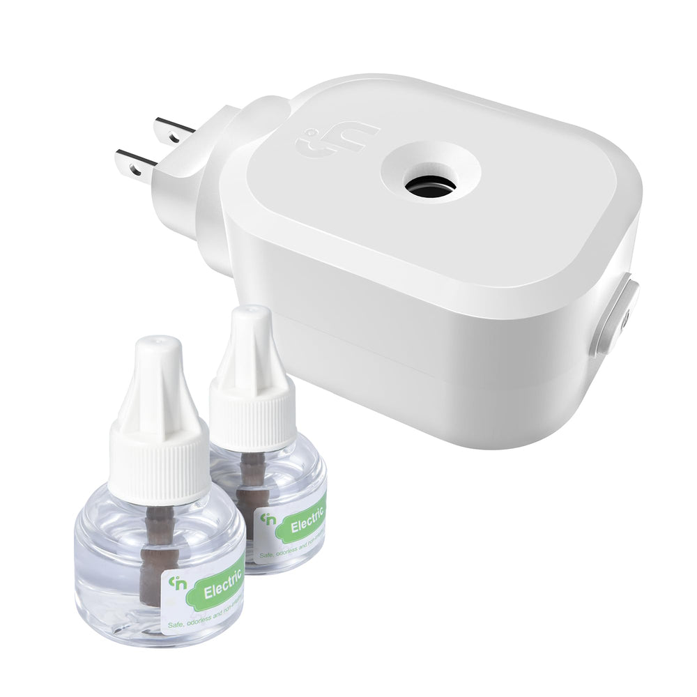 Moskiller front view showing compact plug design and easy one-button operation benefit