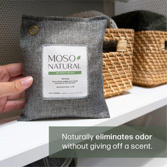 MOSO NATURAL close-up of activated bamboo charcoal texture and absorption