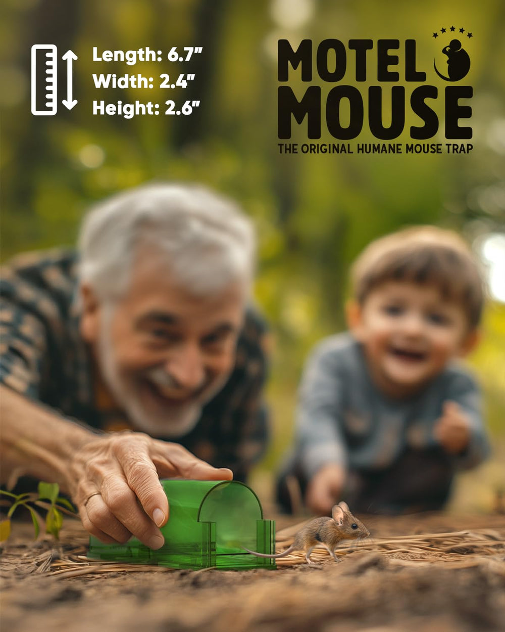 Motel Mouse scale next to ruler illustrating compact travel-friendly size