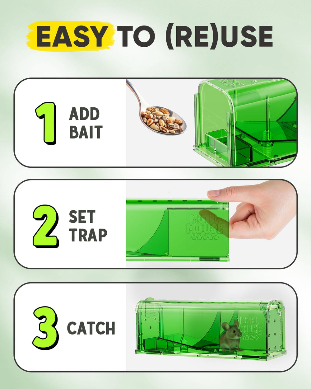 Motel Mouse cleaning brush and instruction booklet for easy maintenance benefit