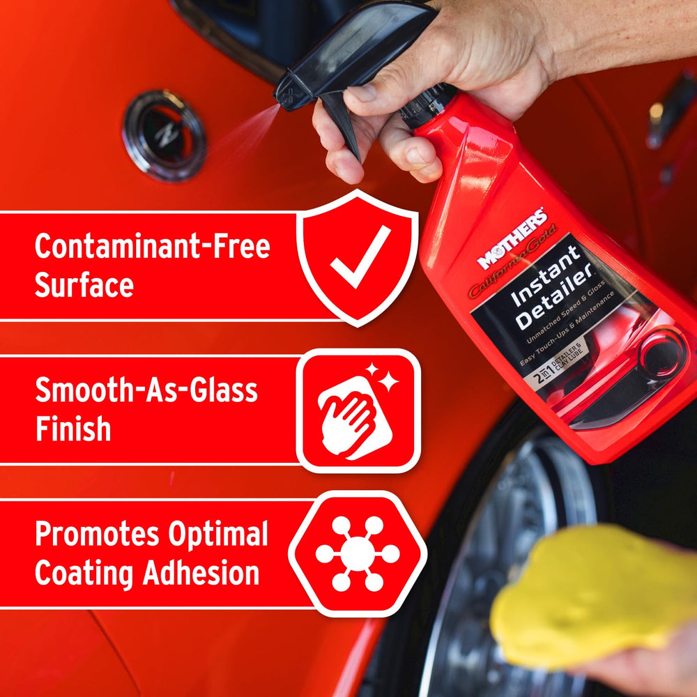 Mothers Instant Detailer bottle providing lubrication for scratch-free claying