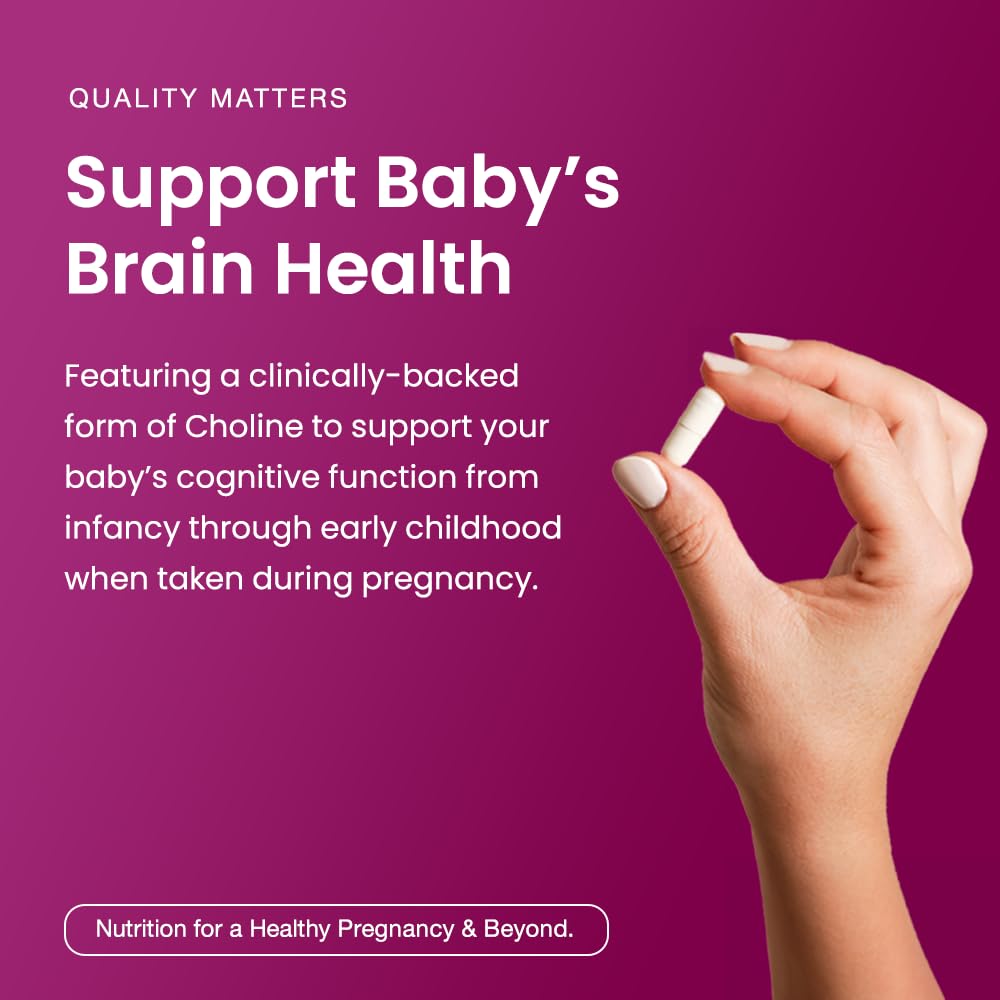 Mother's Promise ingredient panel showing VitaCholine® and third-party testing