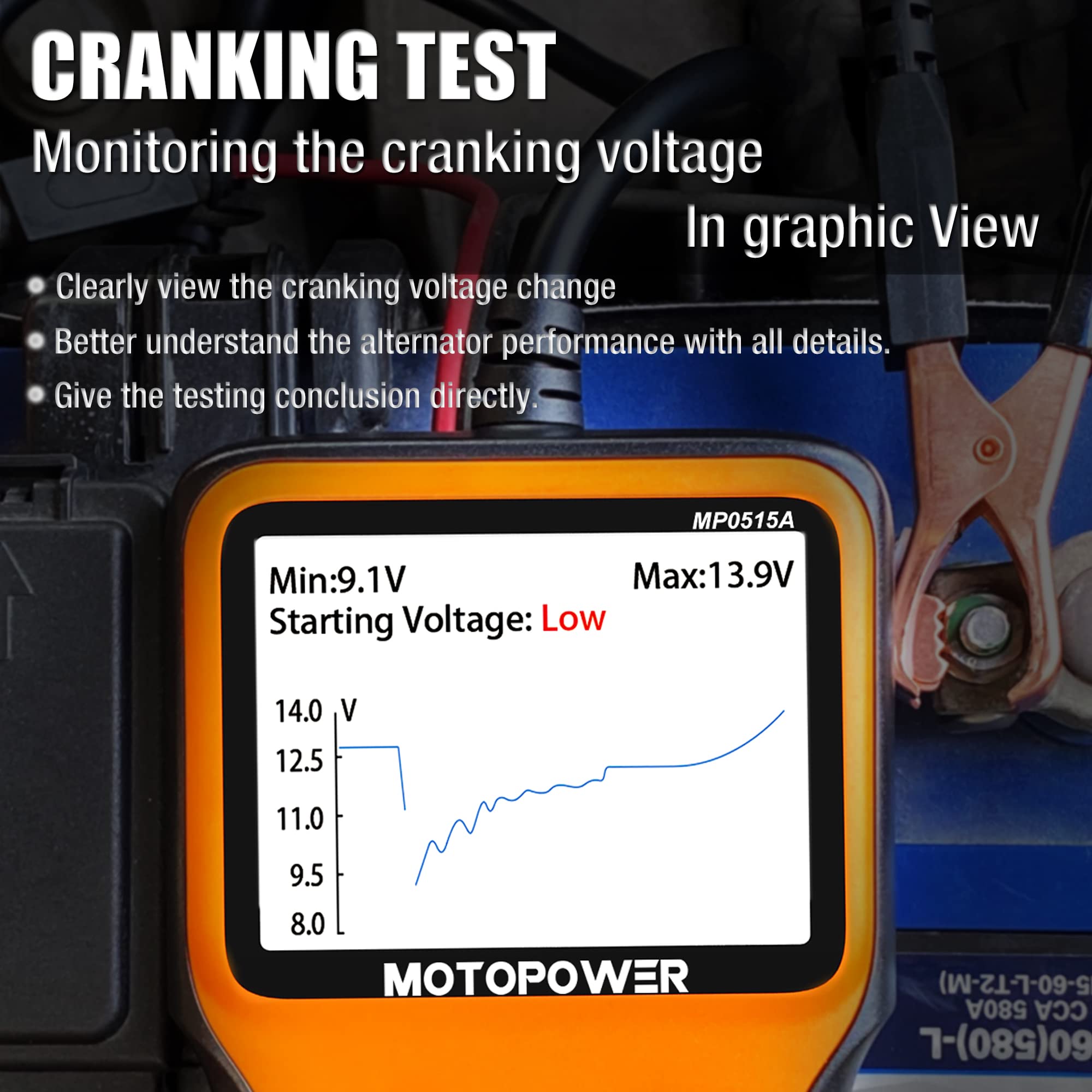 MOTOPOWER MP0515A back panel ports and connectors for versatile tests