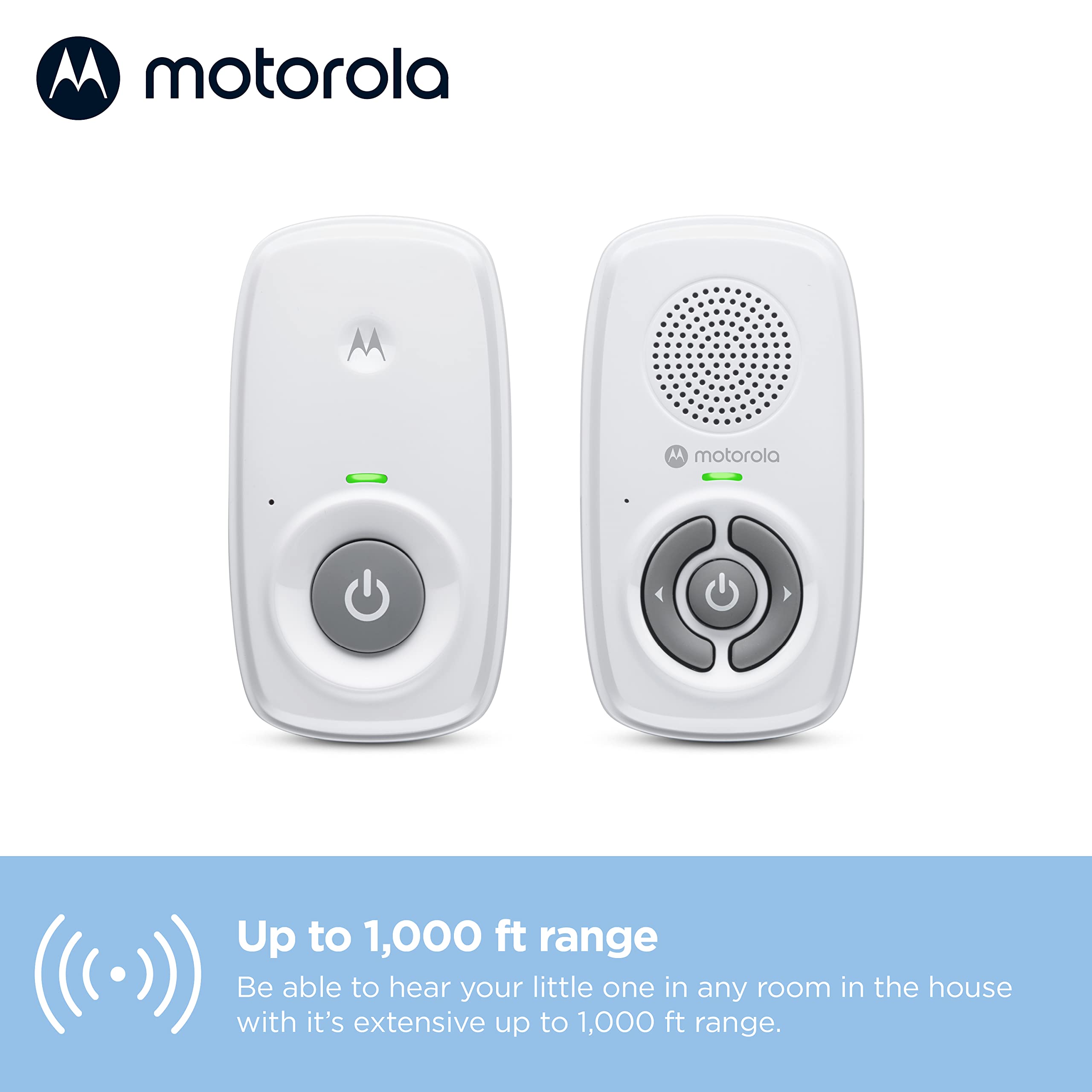 Motorola Nursery baby unit microphone close-up highlighting high-sensitivity sound pickup